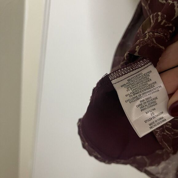 Sam Edelman printed red tunic ruffe hem long sleeve dress 2pc removable slip XS - Picture 7 of 7